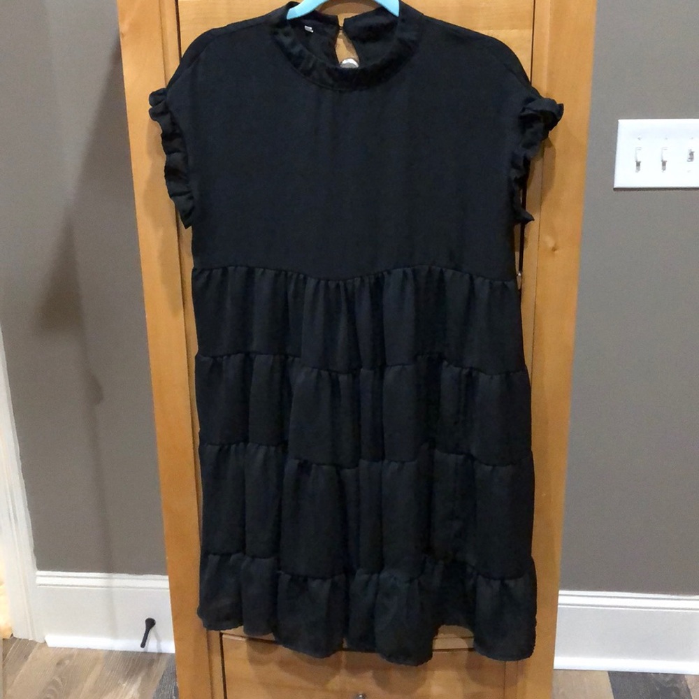 Black ruffle tunic
